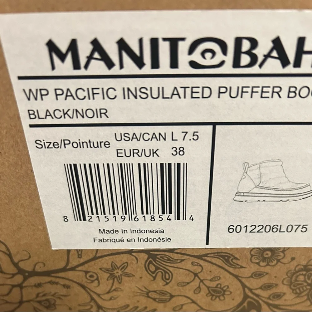 Manitobah Woman’s WP Pacific Insulated Black Pull On Puffer Boots  7, 7.5 or 8 - Picture 10 of 11